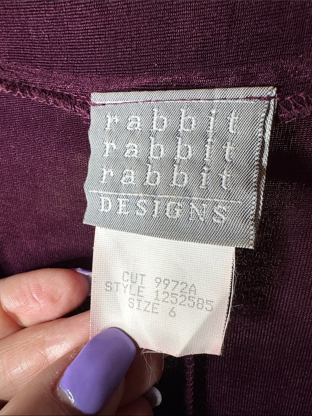 Vintage Rabbit Rabbit Rabbit Designs Plum Slinky Knit Maxi Dress Size 6 - Picture 3 of 6